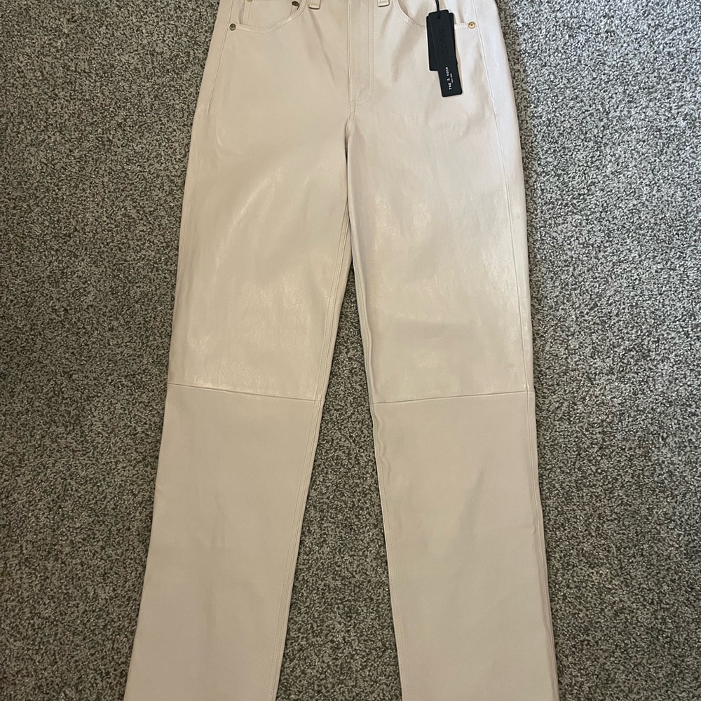 rag & bone Cream Straight Leg Pants